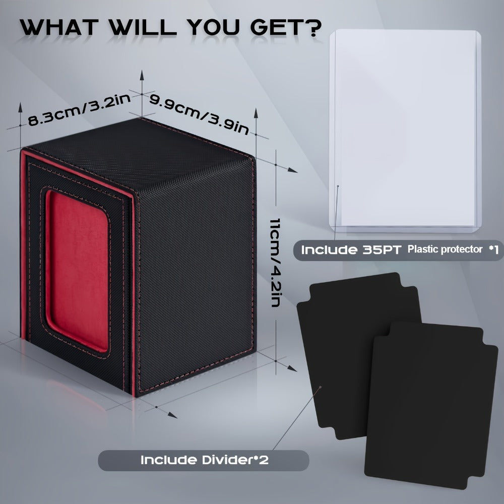 Deck Box Trading Card Storage 100 Double Sleeved Cards Commander Window Display – TCG MTG Pokemon EDH Sports Card Organizer 5 Colors