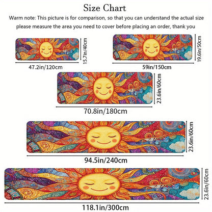 Boho Runner Rug Mandala Non-Slip Washable Soft Polyester Kitchen Hallway Mat Sun Totem Colorful Pattern Living Room Bathroom 5 Designs