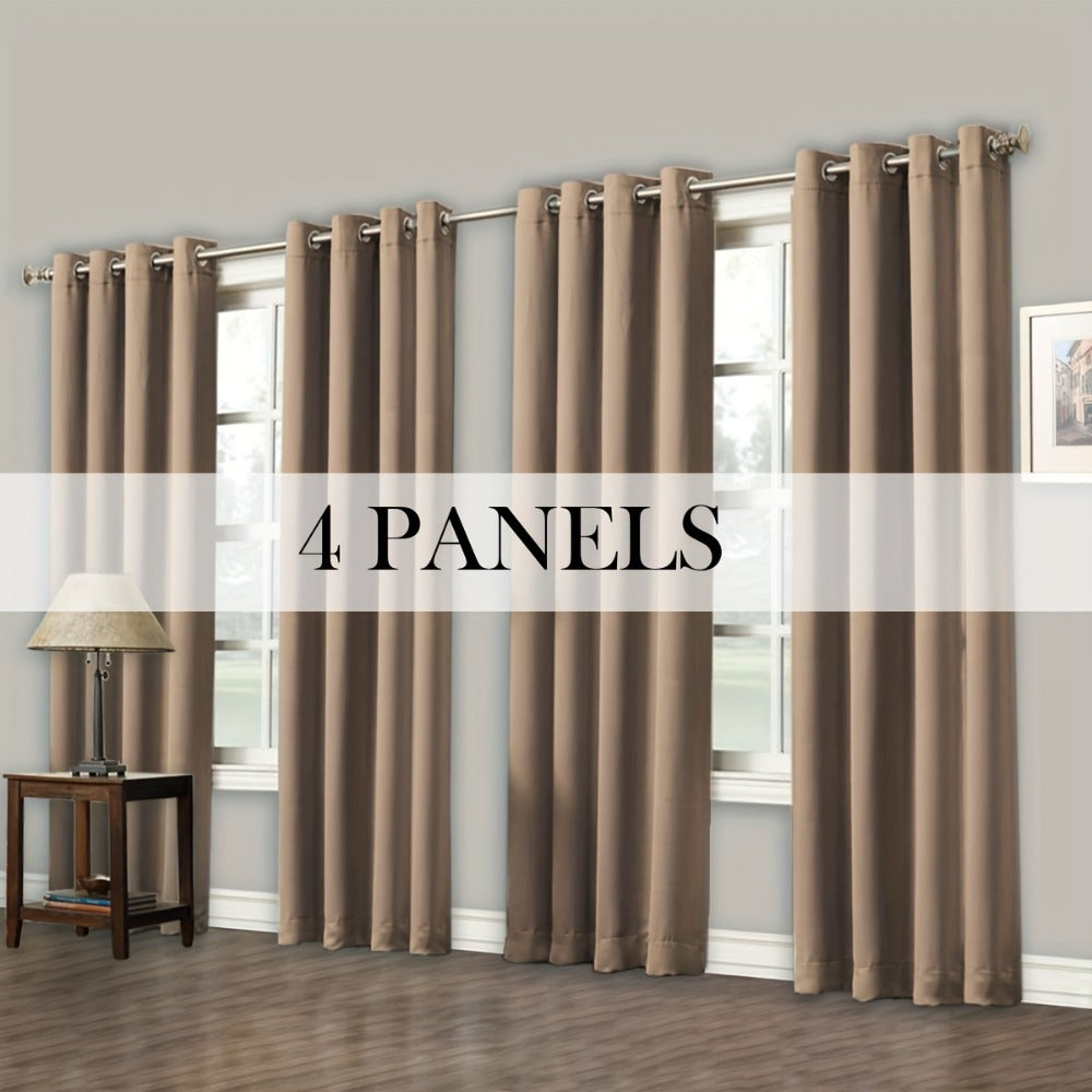 Blackout Curtains Grommet Top Room Darkening Window Drapes 4 Panels Set Living Room Bedroom