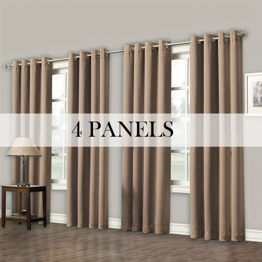 Blackout Curtains Grommet Top Room Darkening Window Drapes 4 Panels Set Living Room Bedroom