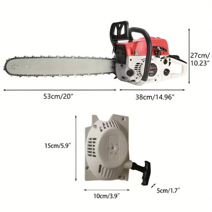 62CC Gas Chainsaw with 20-Inch Guide Bar in Five Red and Orange Checkout Configuration Options