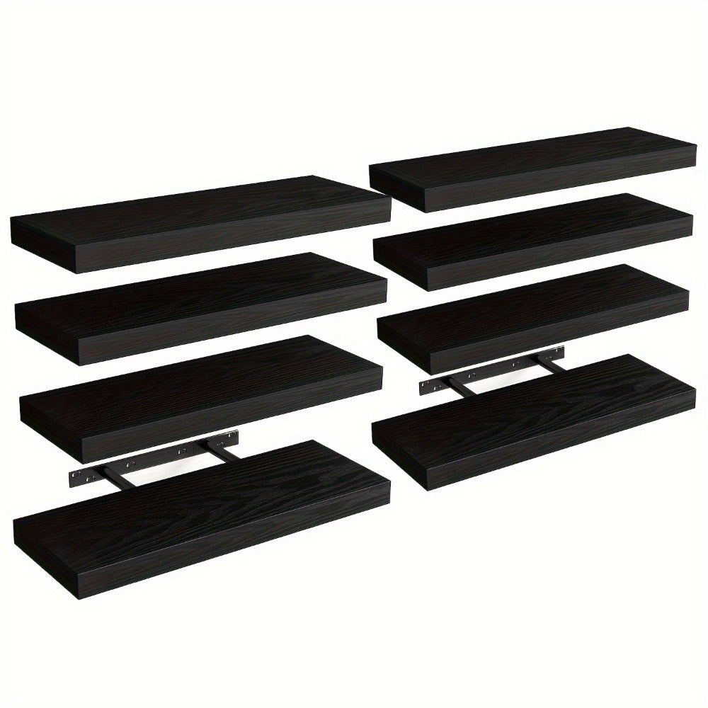 15.8-Inch Floating Wall Shelf Set with Concealed-Style Brackets, Five Finishes and 4- or 8-Piece Options