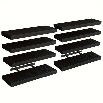 15.8-Inch Floating Wall Shelf Set with Concealed-Style Brackets, Five Finishes and 4- or 8-Piece Options