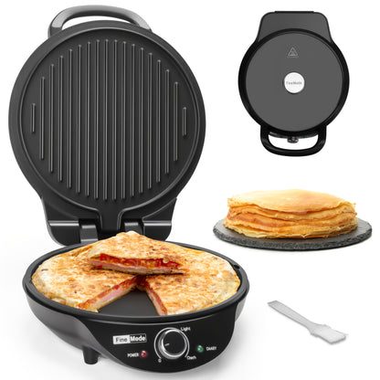 Electric Griddle 10 Inch Nonstick – Smokeless Indoor Grill, Quesadilla Maker & Pizza Maker | Multi-Functional Non-Stick Countertop Cooking Plate, Black