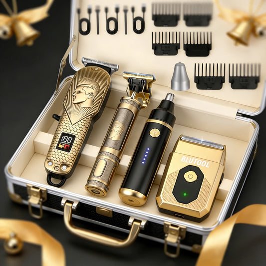 4-in-1 Cordless Grooming Kit for Men – Hair Clipper, Beard Trimmer, Electric Shaver & Nose Trimmer, Rechargeable Professional Hair Cutting System, Multiple Styles & Colors, Gift for Men