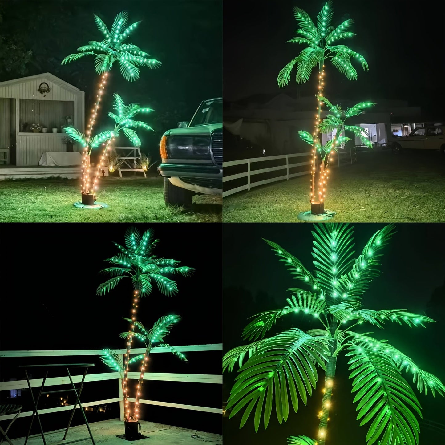 Seven-Foot Solar Palm Tree Light with 260 LEDs, Three Trunks, Remote Control and Eight Modes