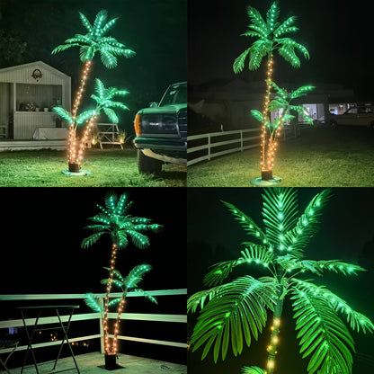 Seven-Foot Solar Palm Tree Light with 260 LEDs, Three Trunks, Remote Control and Eight Modes