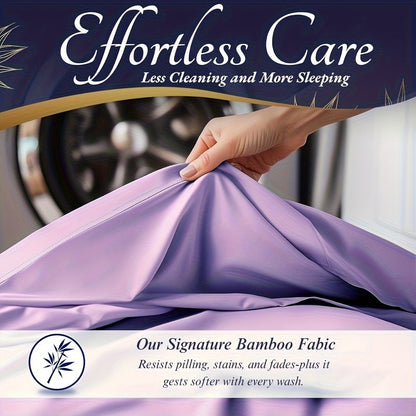 Viscose-from-Bamboo Four-Piece Sheet Set with Deep-Pocket Fitted Sheet, Twin to King Sizes and 12 Colors