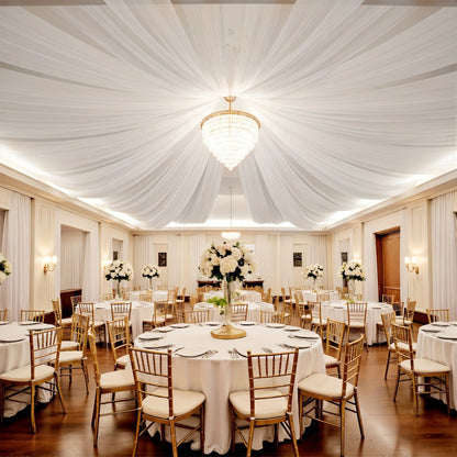 Six-Pack 63-by-118-Inch Sheer Chiffon Wedding Drape Curtains in 12 Source-Labeled Color Options