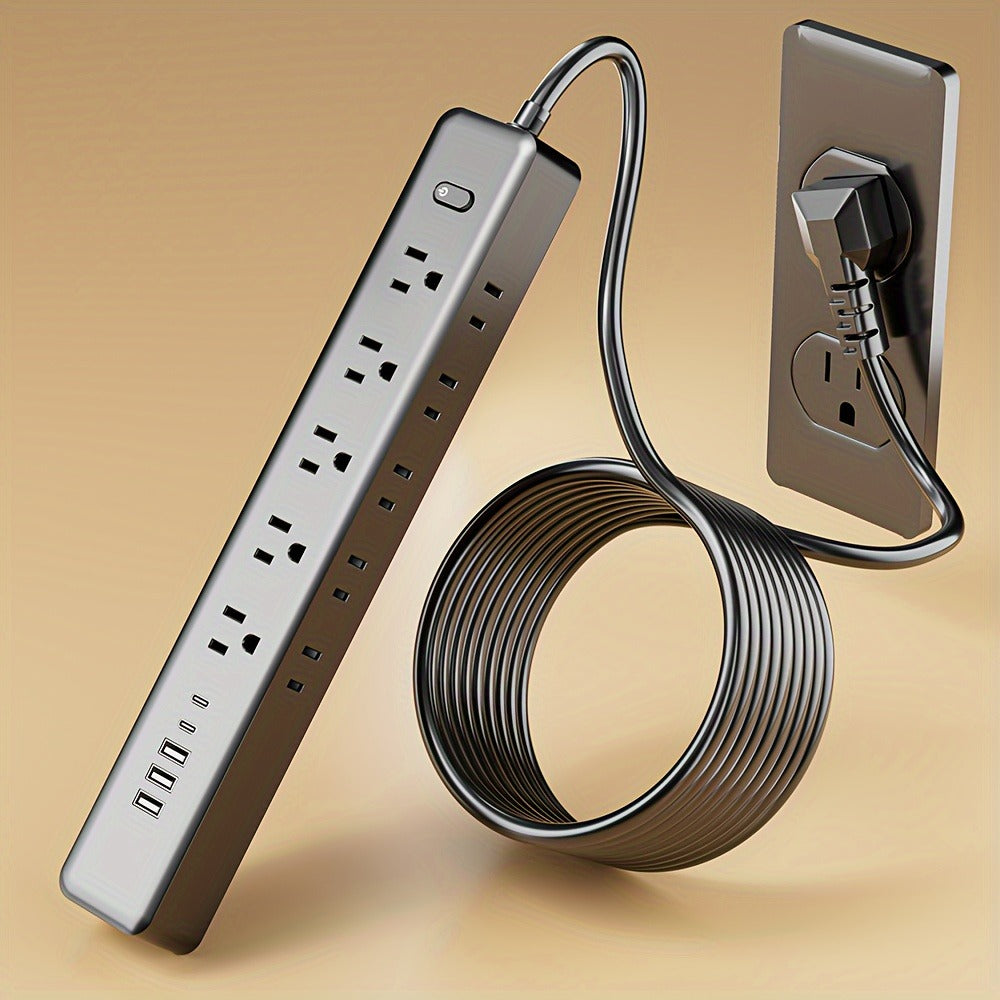 Wall Mount Power Strip 15-in-1 Slim Long Strip, 10 AC Outlets & 5 USB Ports (3 USB-A + 2 USB-C), Surge Protection Overload Protection, Multi-Function Power Outlet for Office Home Travel – Space-Saving Design