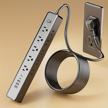 Wall Mount Power Strip 15-in-1 Slim Long Strip, 10 AC Outlets & 5 USB Ports (3 USB-A + 2 USB-C), Surge Protection Overload Protection, Multi-Function Power Outlet for Office Home Travel – Space-Saving Design