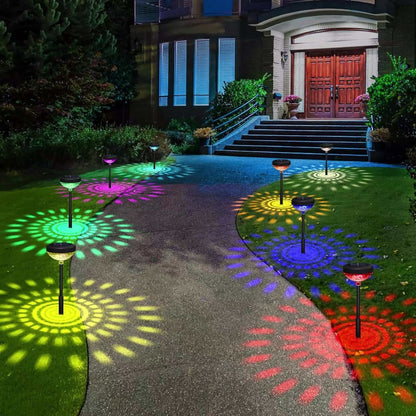 Solar Outdoor Lights 6 Pack - IP44 Waterproof LED Garden Lights with Smart Light Sensor, 2-in-1 Color & Warm White, Solar Powered Landscape Lights for Patio Yard Lawn Path Sidewalk Christmas Decor