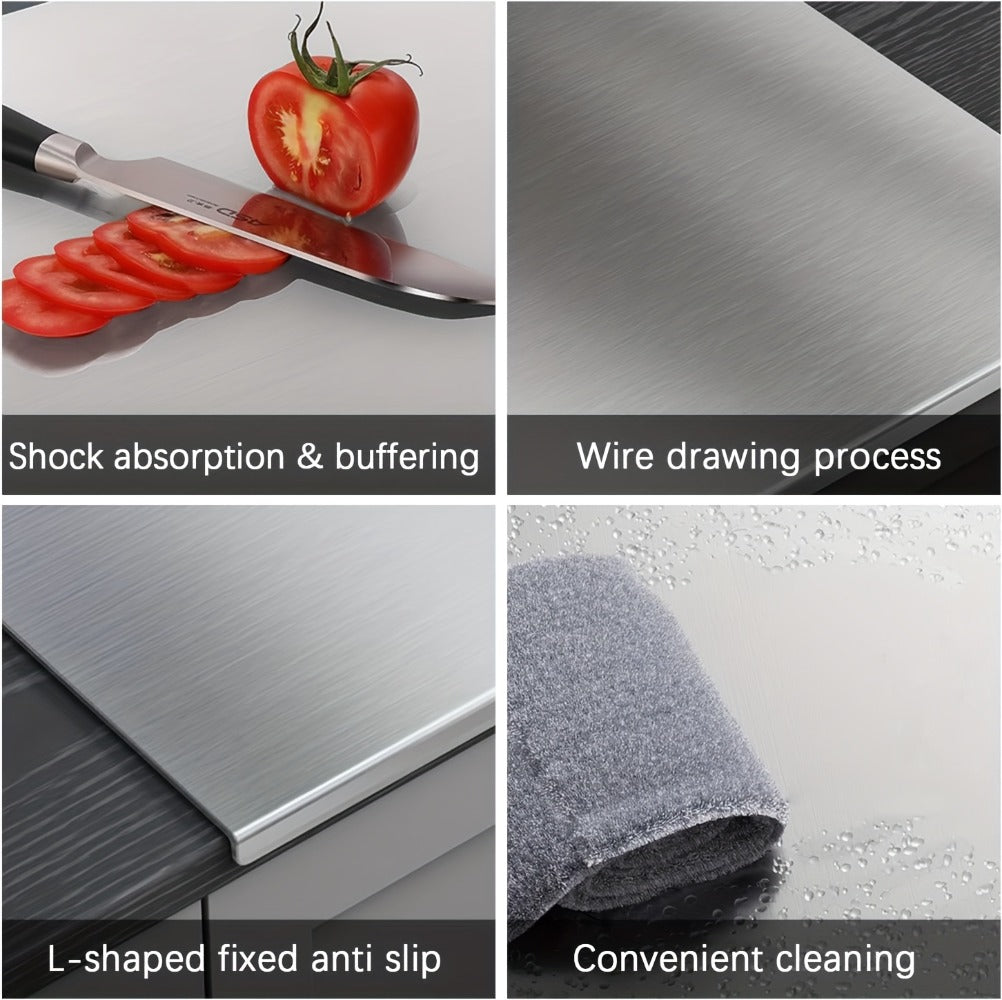 Cutting Board 304 Stainless Steel L-Edge Prep Board in Three Sizes for Countertop Dough and Chopping