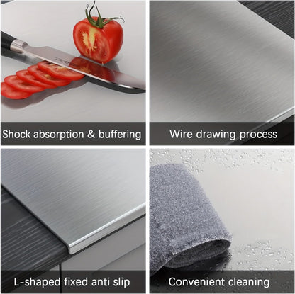 Cutting Board 304 Stainless Steel L-Edge Prep Board in Three Sizes for Countertop Dough and Chopping