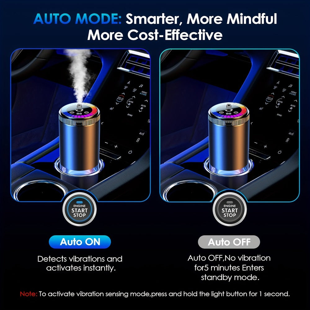 Car Aromatherapy Diffuser with Dynamic Light Show & Starry Sky Projector - USB Rechargeable Air Freshener, Essential Oil Perfume, Adjustable Fragrance for Car Interior