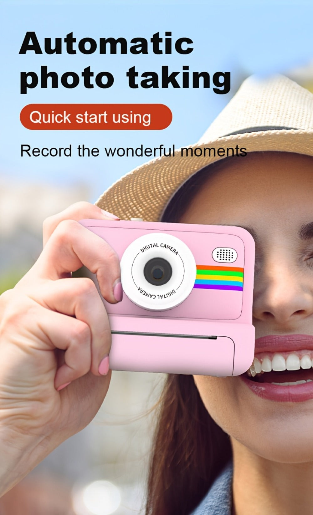 Instant Print Digital Camera with 1-Second Photo Printing | 1080P HD Screen, Selfie & Video Camera, 3 Rolls Paper Included | Portable Travel Camera Gift for Kids, Teens & Adults