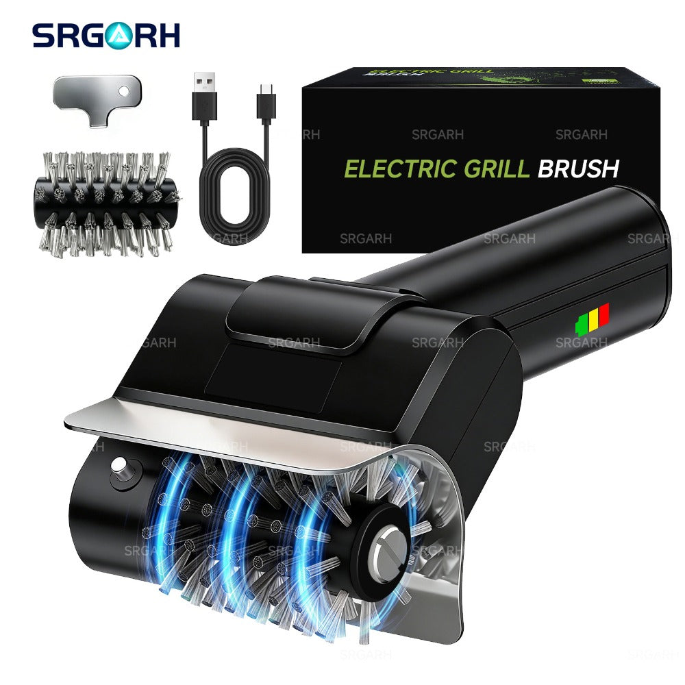 Electric BBQ Grill Brush Cordless Rechargeable Grill Cleaner with 800 RPM Rotating Head, 2000mAh Battery, 304 Stainless Steel Bristles – Outdoor Grilling Tool, Father's Day Gift
