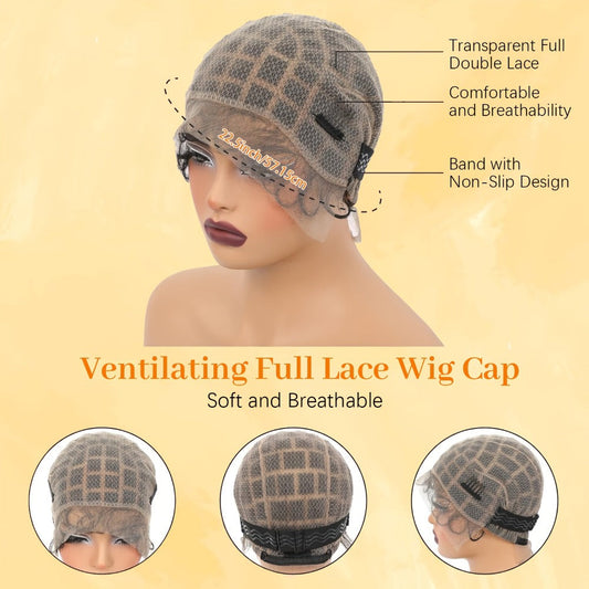 Crochet Wig Cap DIY Braiding Set Double Full Lace Baby Hair Premade Lace Front | Nylon Hair Net Hook Tool for Making Braided Wigs 82 109 112 121 Sections Natural Black