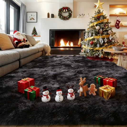 Area Rug 8x10 Fluffy Shag with 1.8-Inch Plush Pile and Nine Colors for Bedroom or Living Room