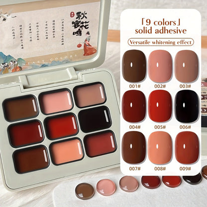 Gel Nail Polish – Set 9 Colors Autumn Harvest High Saturation Soak-Off LED — Alcohol-Free Long-Lasting Solid Kit with Light Therapy Pen…