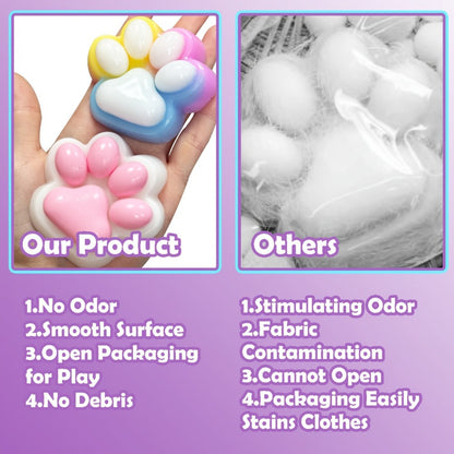 Six-Piece Cat Paw Squishy Toy Set, Approximately 2.95 Inches Each with Soft Sticky Handheld Texture