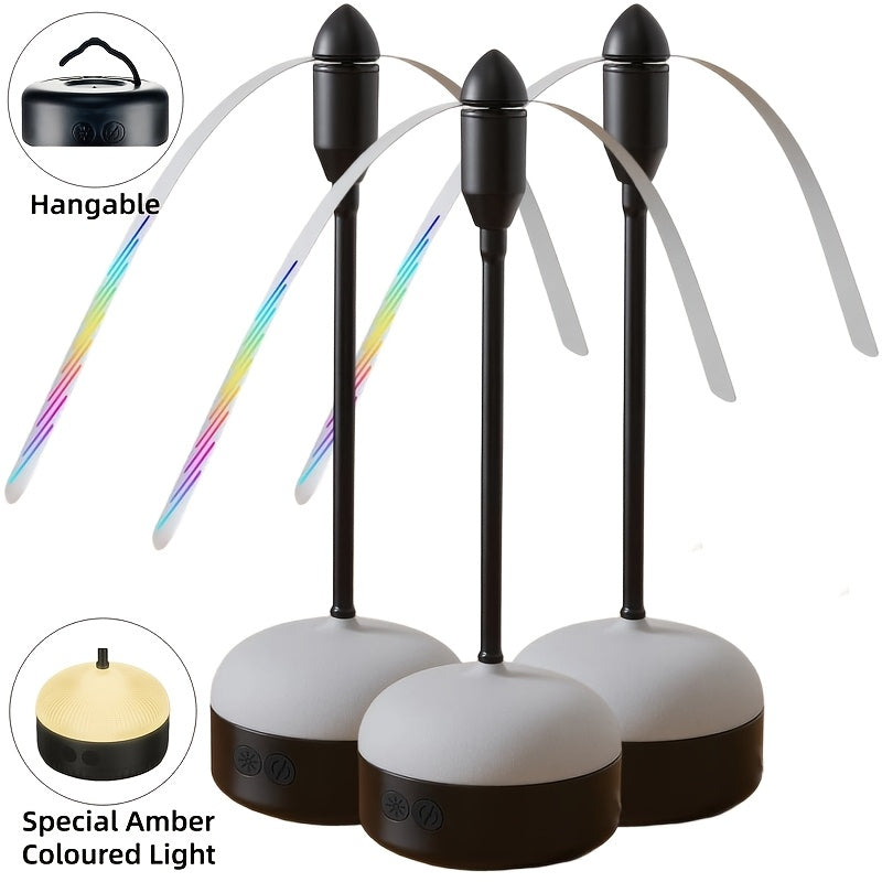 Desktop Reflective-Blade Fan Pest Control Device with Amber Light, Flexible Neck and USB Power for Tabletop Use