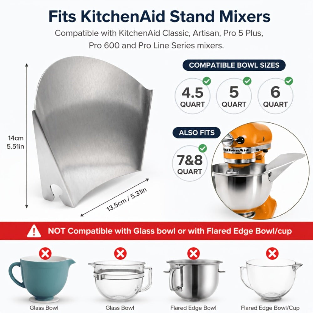 Stainless Steel Stand Mixer Pouring Chute for Select 4.5–8 Qt Tilt-Head and Bowl-Lift Mixers