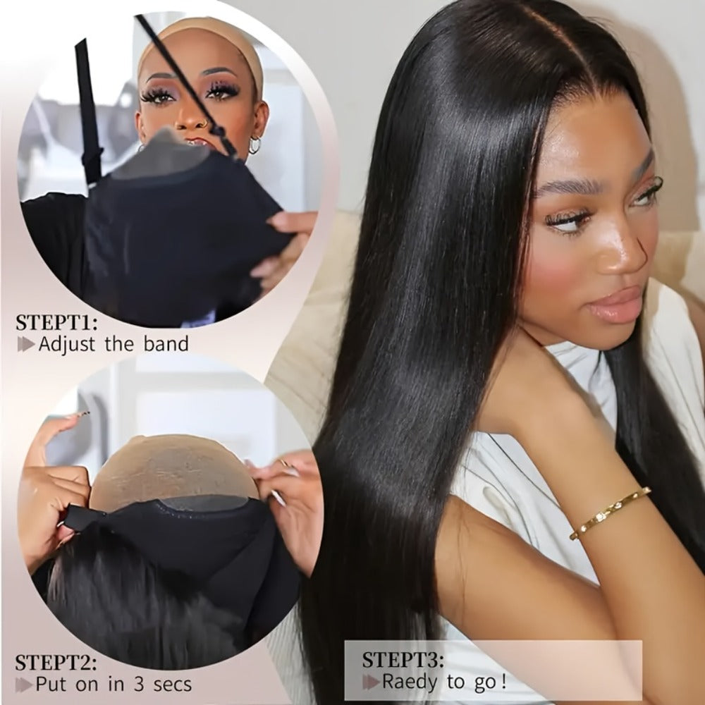 6x4.5 HD Lace Straight Human Hair Wig in Natural Black with Seven Lengths from 22 to 36 Inches