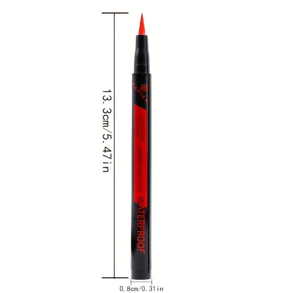 Fine-Tip Liquid Eyeliner Pen Set with Twelve Black and Bright Color Pens for Graphic Eye Looks