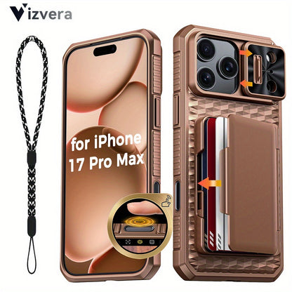 iPhone 17 Pro Max Wallet Case with Lanyard, 4-5 Card Holder, Sliding Lens Cover & Camera Control Button – Premium Protective Wallet Phone Cover for iPhone 17 Pro Max