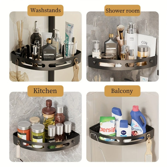 Corner Shower Caddy Organizer 2pcs – 2-Tier No-Drill Wall-Mounted Bathroom Shelf Rack with Adhesive Mounts, ABS Plastic Shower Shelves for Shampoo, Soap & Essentials