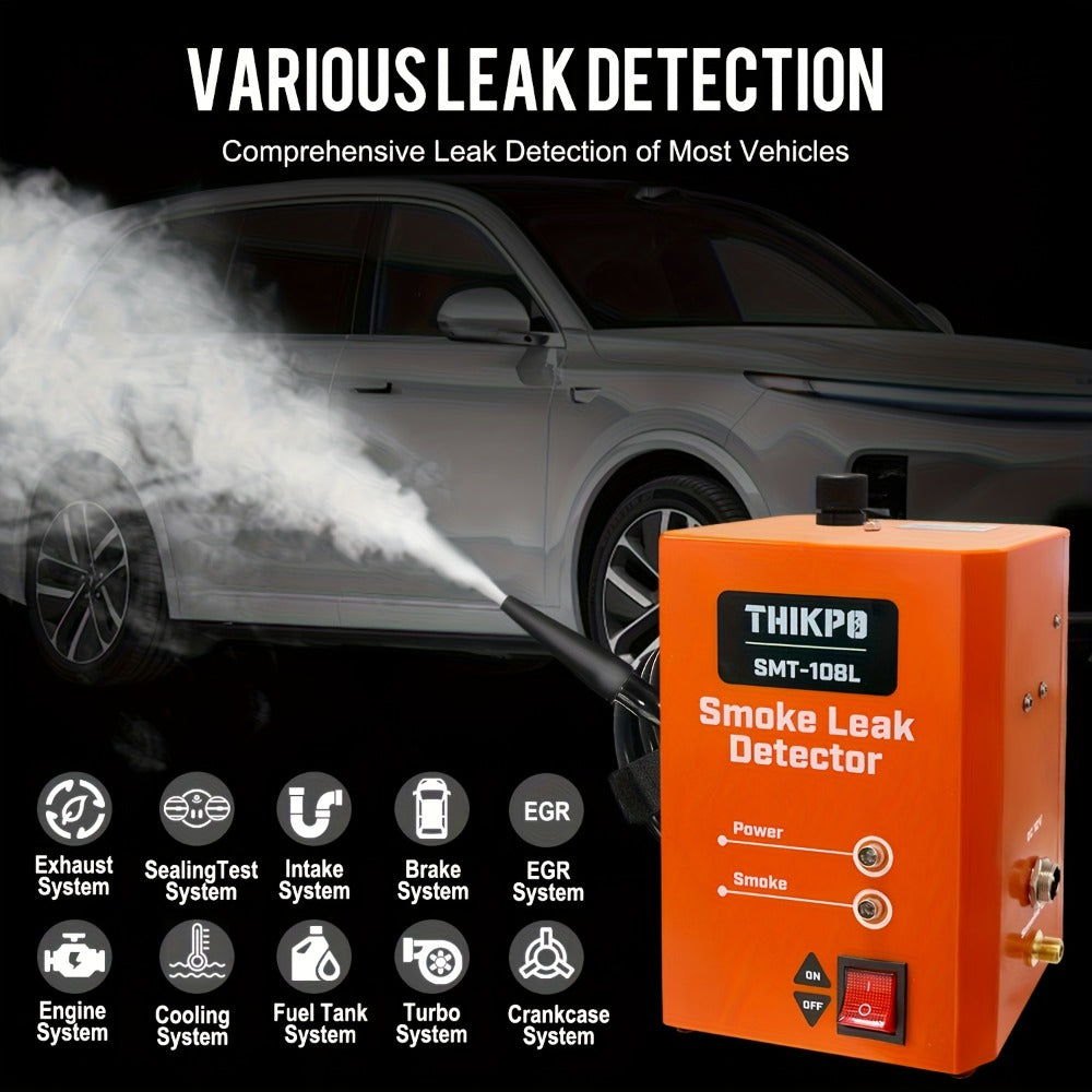 Automotive Smoke Machine Leak Tester with Built-in Air Pump, EVAP Vacuum Pipe & Fuel System Leak Detector, 12V DC Car Diagnostic Tool with Cone Adapters & Smoke Hose Kit