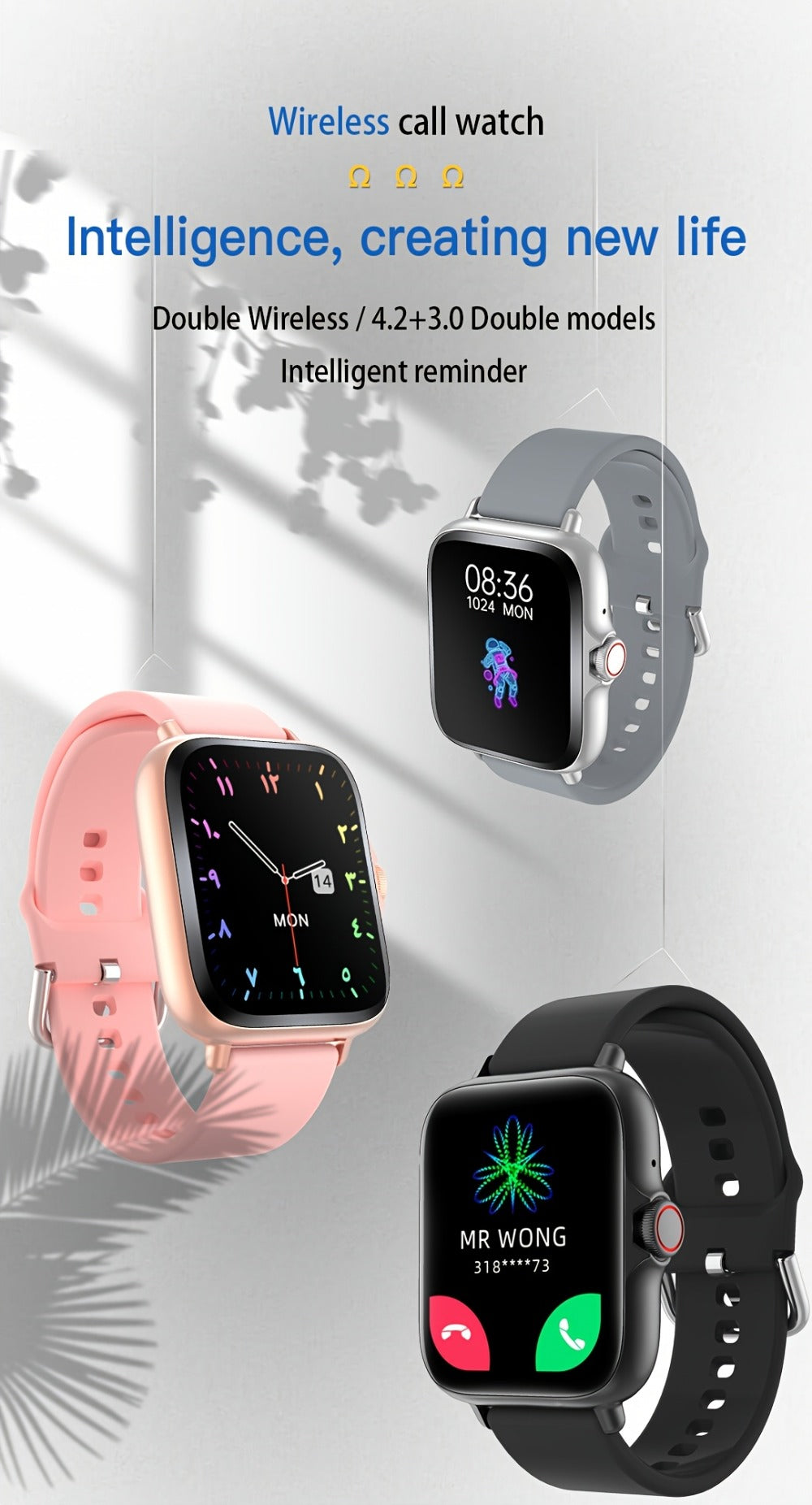 Smartwatch – Large Screen with Wireless Calling & Message Alerts, Full Touch HD Display, Heart Rate Blood Oxygen Sleep Stress Monitor…