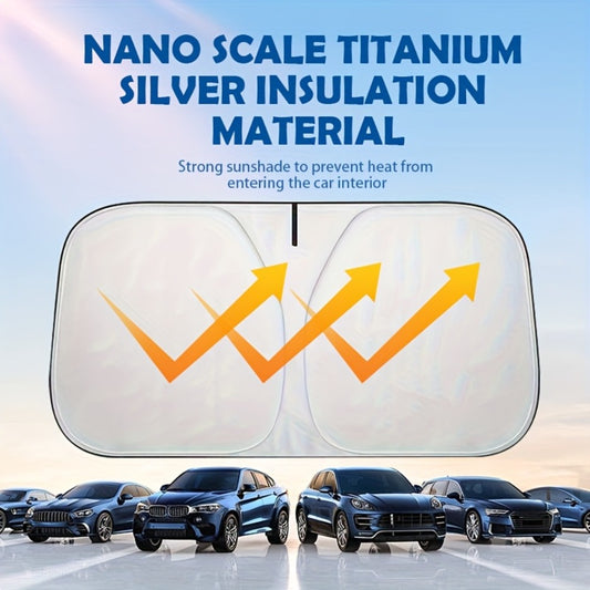 Car Windshield Sun Shade - Foldable Front Window UV Protection Sunshade Blocker, Heat Reflector Visor for Car Interior Cooling, Universal Fit Large Size Dashboard Protector