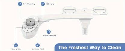 Ultra-Slim Non-Electric Bidet Attachment with Dual Retractable Nozzles and Seven Model Options