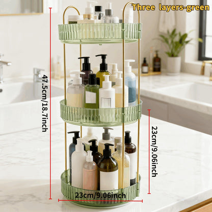 Rotating Multi-Level Makeup Organizer with Detachable Trays and 12 Exact Color-and-Layer Options