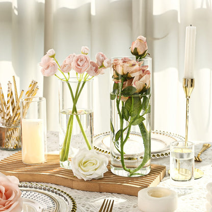 Clear Cylinder Vase Set in Four Heights with Twelve-, Twenty-Four- or Forty-Eight-Piece Quantities
