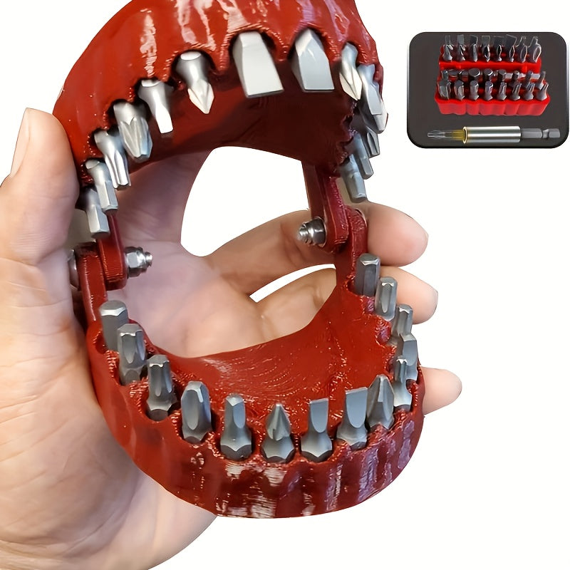 28-Piece Hex Driver Drill Bit Set with 1/4-Inch Shanks, Adapters and Hinged Red Novelty Holder
