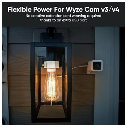 Wyze Lamp Socket Power Adapter for Wyze Cam v3 & v4, Powers Camera via Exterior Light Fixture, Motion-Activated Security Light