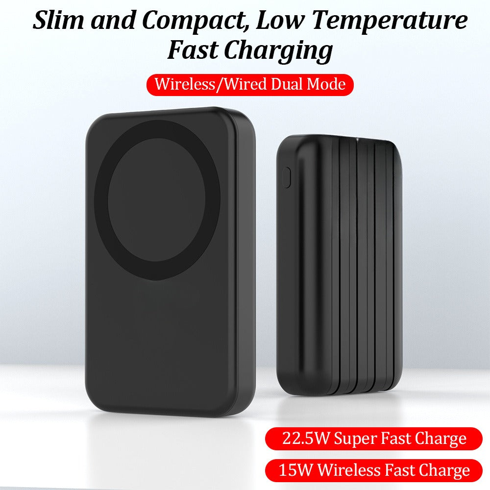 Magnetic Wireless Power Bank 30000mAh 22.5W Fast Charging Built-in USB USB-C Cables LED Display Portable Charger iPhone Samsung Android Black White Pink Blue