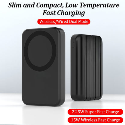 Magnetic Wireless Power Bank 30000mAh 22.5W Fast Charging Built-in USB USB-C Cables LED Display Portable Charger iPhone Samsung Android Black White Pink Blue