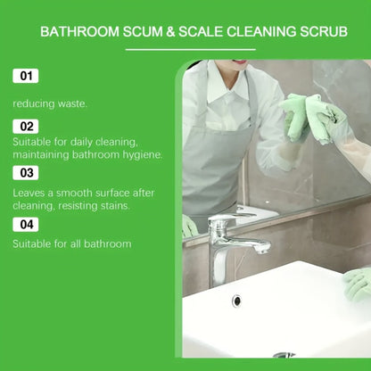 Bathroom Cleaner with Sponge 3.38oz - Deep Cleaning Stain Removal Scrub for Tiles Tub for Bath Time, Home Spa and Personal Care