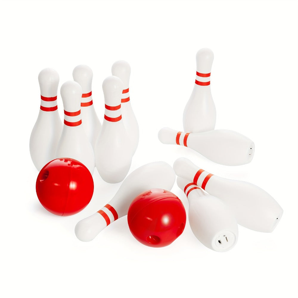 12-Piece Light-Up Bowling Set with 10 Glowing Pins, 2 Balls and 7.87-Inch Pin Height for Indoor or Outdoor Play