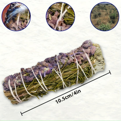Sage Incense Smudge Bundle Set 3 Pack - White Sage Rosemary Lavender Hand-Bundled Incense for Entryways, Bedrooms and Living Spaces