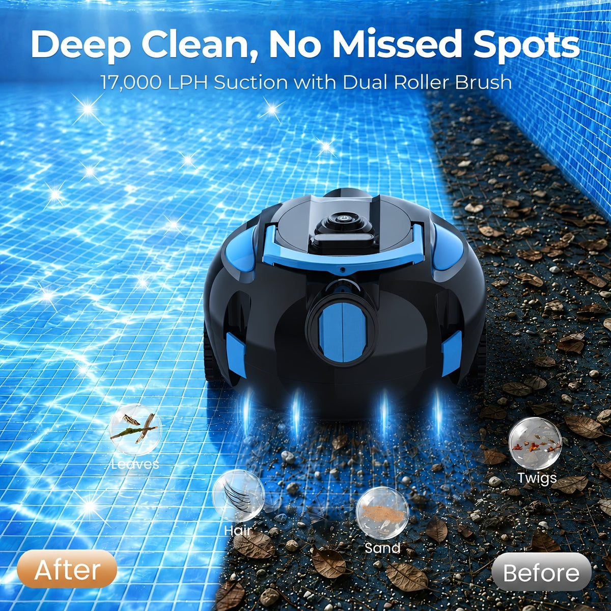 Cordless Robotic Pool Cleaner with 90-Min Runtime, Self-Parking Auto Vacuum, Floating Bracelet Retrieval