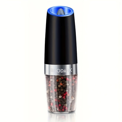 BRODARK Gravity-Activated Spice Grinder with Blue LED, Adjustable Grind and One- or Two-Piece Options