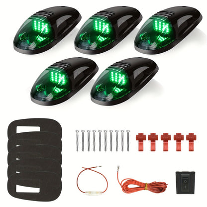 5pcs LED Cab Roof Marker Lights 16/24 LED 12V Super Bright UV-Resistant ABS Lens with Wiring Harness Kit for 2003-2018 Pickup Trucks 1500 2500 3500 4500 5500, White Amber Red Blue Green Purple