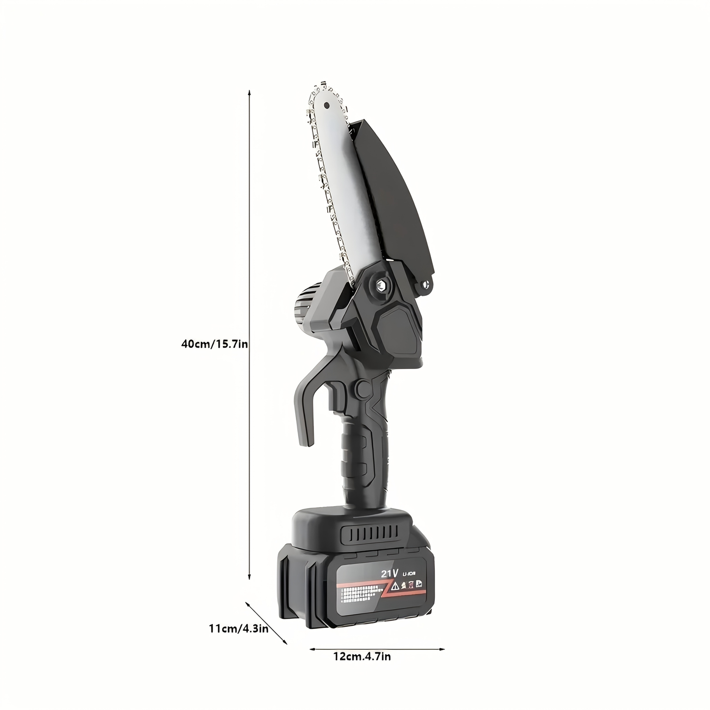 Electric Mini Chainsaw 6-Inch with Debris Guard & Toolbox - Cordless Handheld Pruning Saw with Safety Lock, Rechargeable Battery & Alloy Chain for Tree Pruning, Branch Cutting & Garden Use