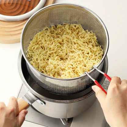 Stainless Steel Deep Fryer Pot Set with Frying Basket & Glass Lid, Non-Stick Multi-Function Cookware for Deep Frying, Noodles, Steaming & Ricotta, Induction & Gas Compatible