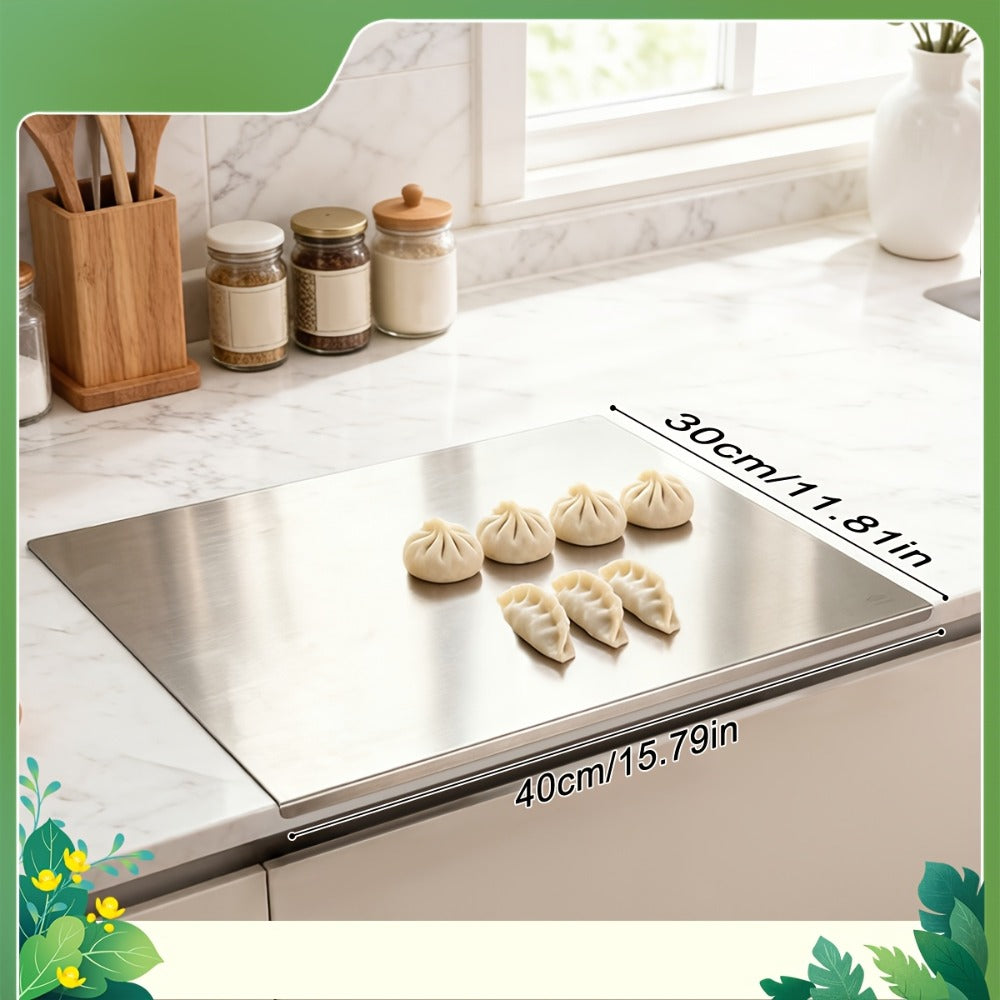 Stainless Steel Cutting Board & Rolling Pastry Board – Non-Slip Kitchen Prep Mat with Butcher Block Surface